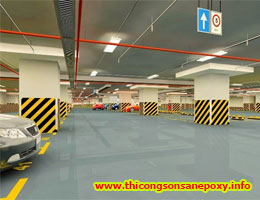 Sơn sàn epoxy cho tầng hầm giữ xe ô tô